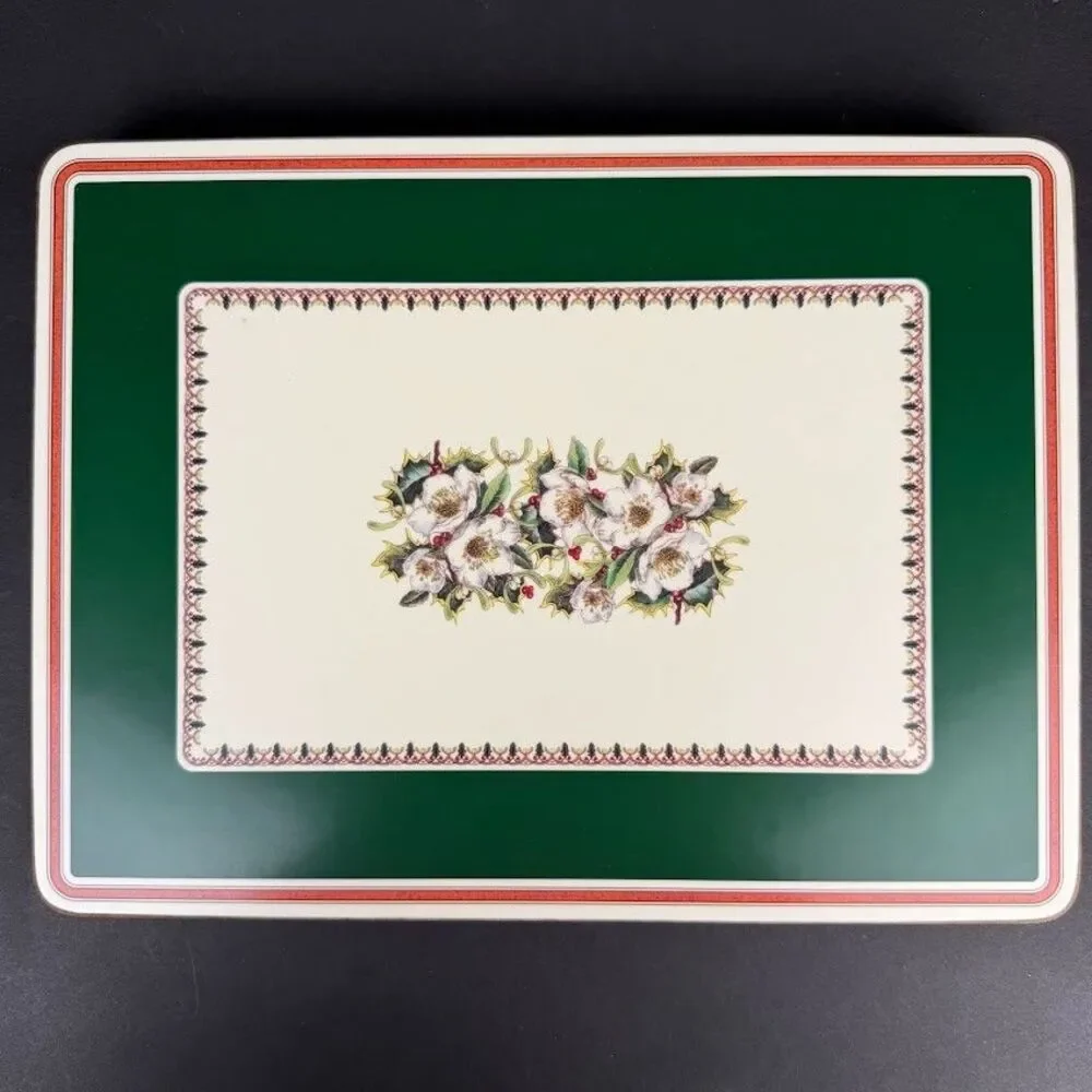 Set of 6 Spode Christmas Rose Cork & Acrylic Finish 12x9 Placemats Made England